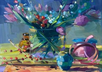 Tulips and Ribbons [17x17] $2,500
